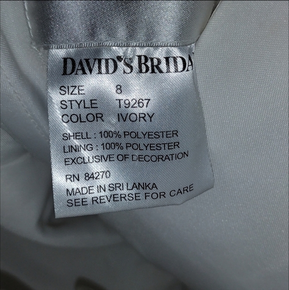 David's Bridal Trumpet Strapless Satin Ivory Wedding Dress Size 8 - Picture 6 of 14